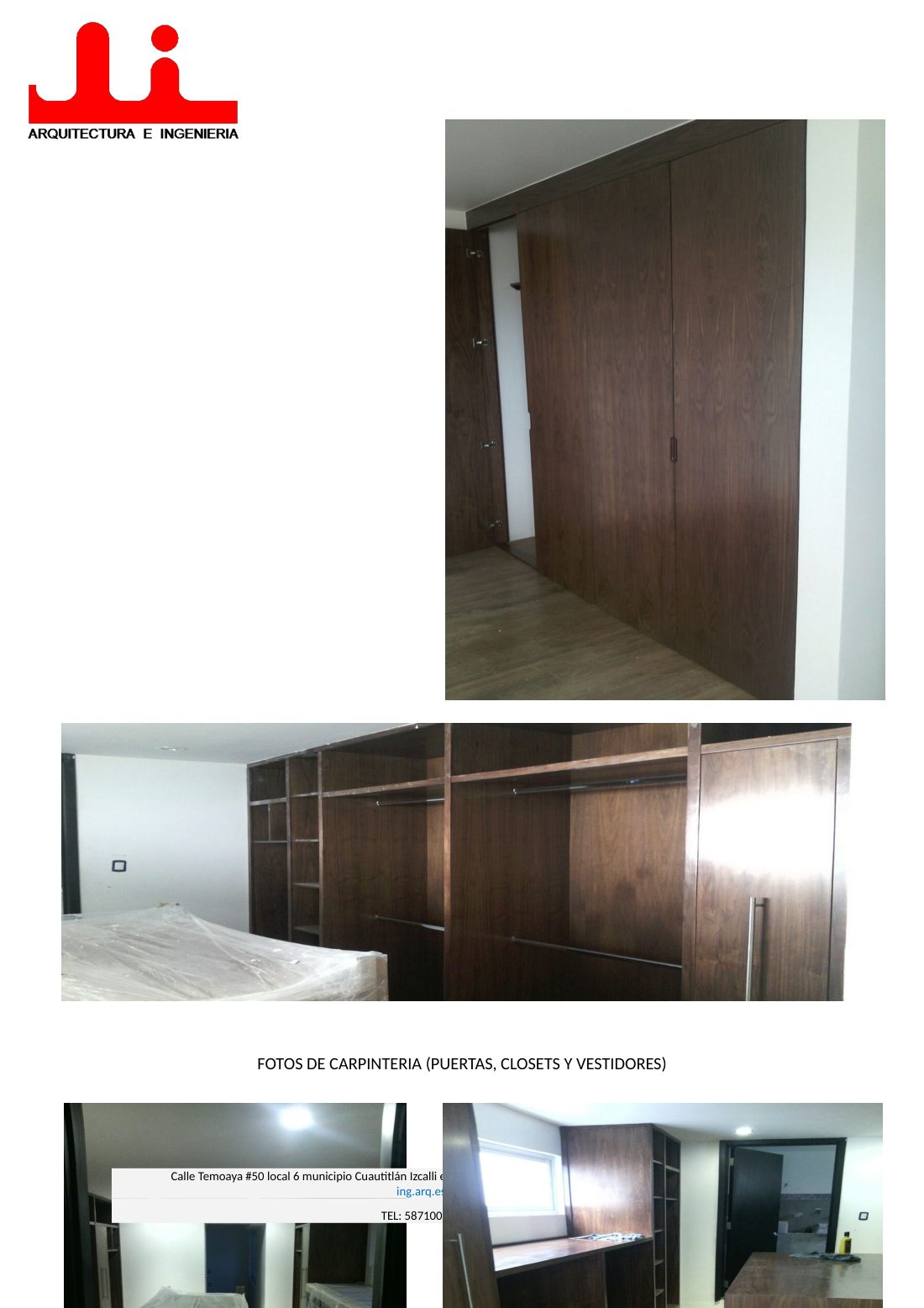 Carpintería, puertas, closets y vestidores